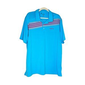 Adidas mens golf polo XL Blue Short Sleeves Stripes Adizero Lightweight Logo EUC